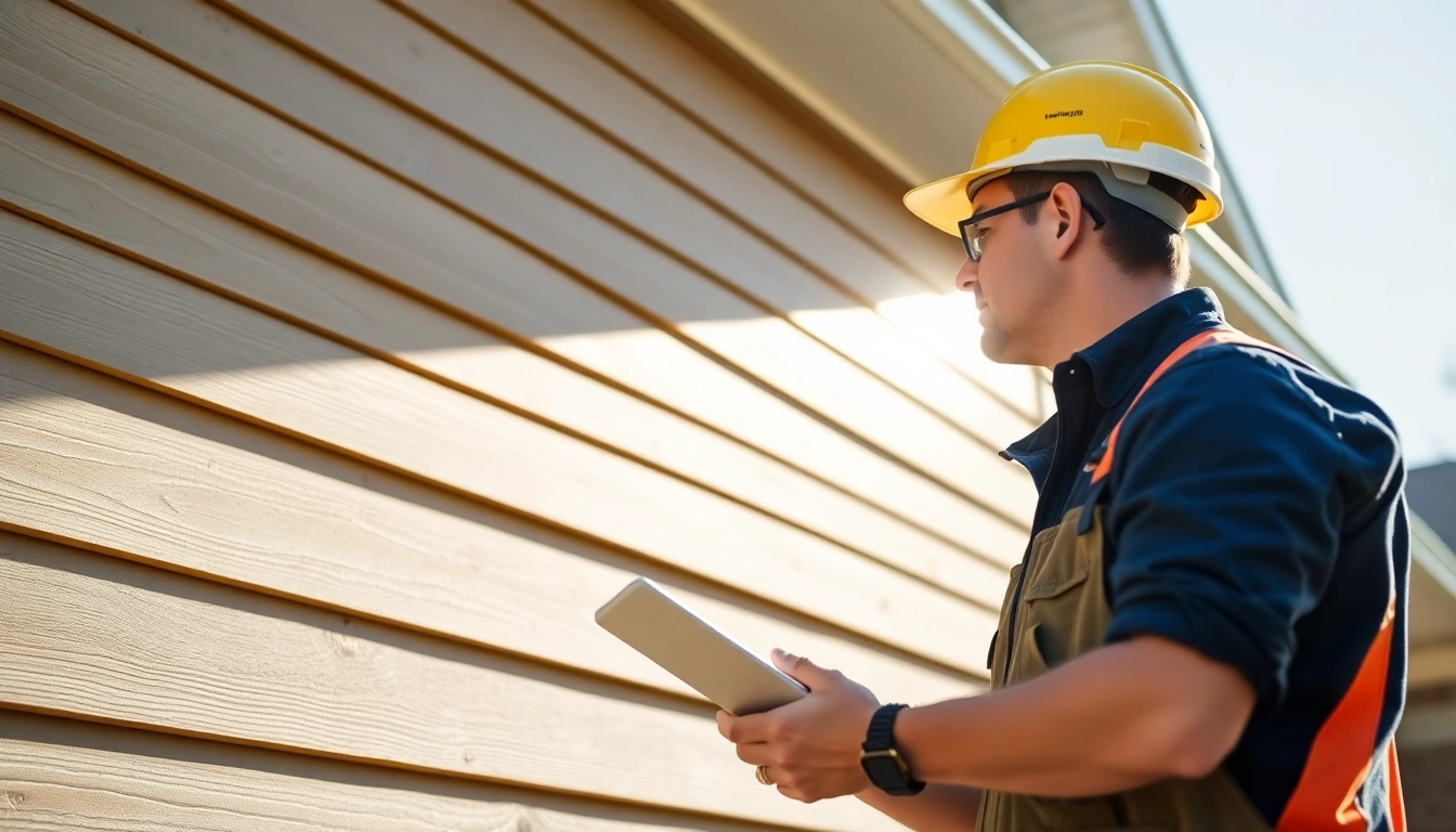 Siding contractor installing durable vinyl and Hardie siding on a residential home, showcasing craftsmanship and materials used.