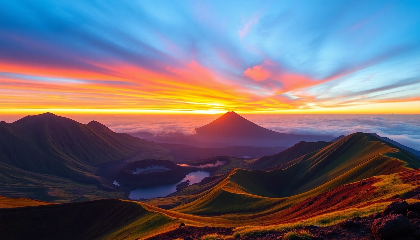 Majestic Mount Rinjani with volcanic summit and surrounding forests, showcasing Indonesia's iconic volcano landscape.
