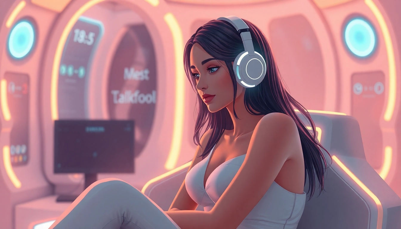 An AI girlfriend chatbot engaging in a personalized conversation within a sleek digital interface, emphasizing realistic interaction and emotional connection, suitable for user accessibility.