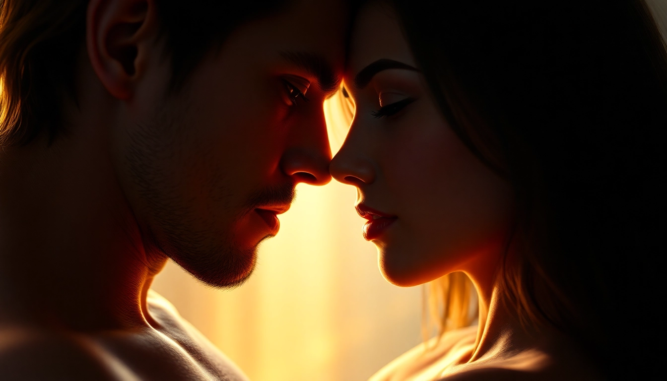 Close-up of a hyper-realistic scene generated by a nsfw ai generator showing intimate interactions with vibrant colors and detailed textures, emphasizing emotional realism.
