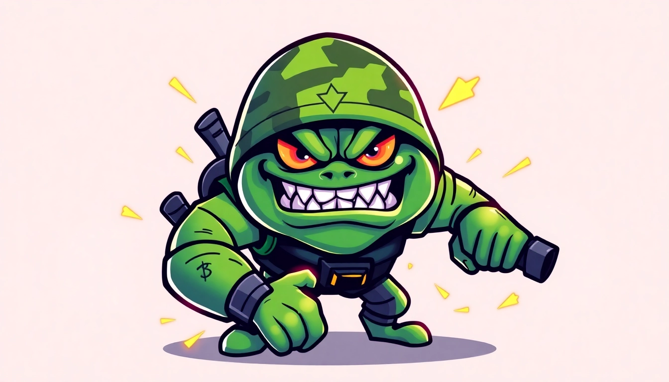 Angry Pepe Fork Army Bold digital artwork showing Pepe as a gamer warrior symbolizing community